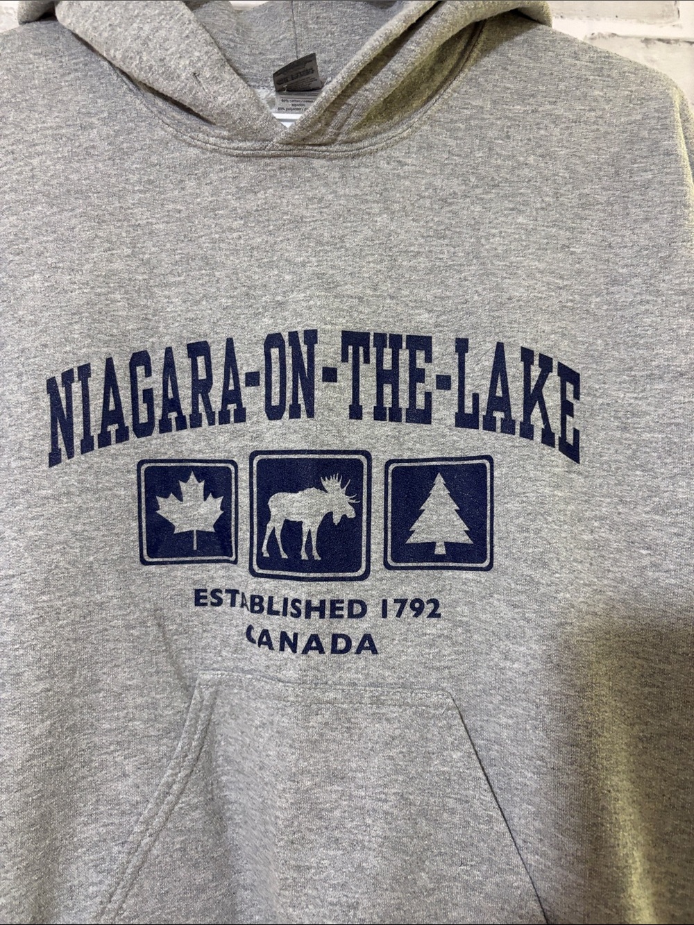 Gray Hoodie with Navy Niagara-On-The-Lake Print, small - Picture 3 of 7